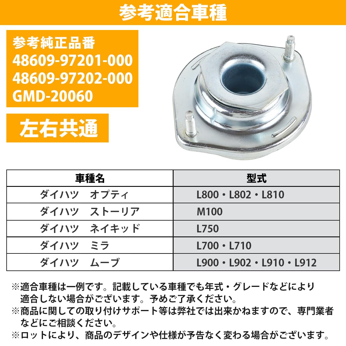 Amazon | ダイハツ ミラ L700 L710 フロント アッパーマウント 48609